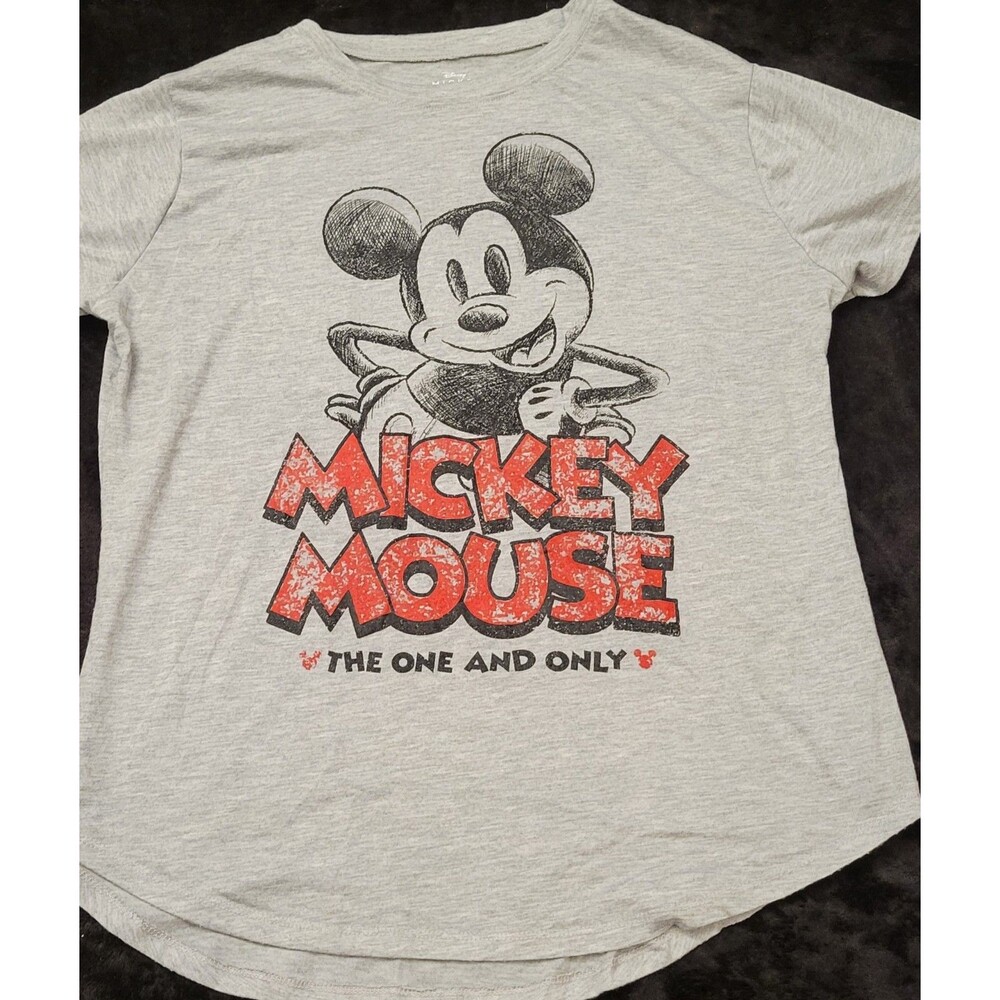 Woman's Size XL The One And Old Mickey Mouse Gray Short Sleeve Shirt